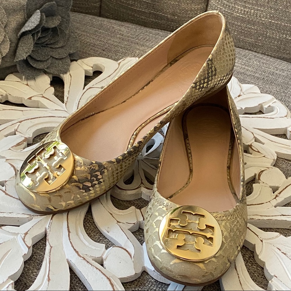 Tory Burch Snakeskin Print Logo Shoes Women’s 6.5